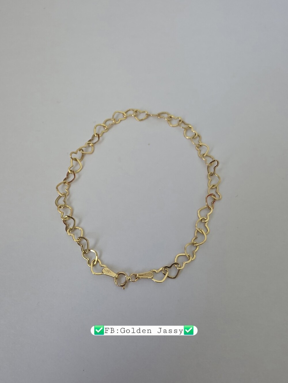 18K Real Gold Heart Link Bracelet